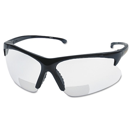 Smith & Wesson Reader Safety Glasses, Black Wraparound Frame, 1.5 Diopter, Clear Lens, Hardcoated Coating 19878